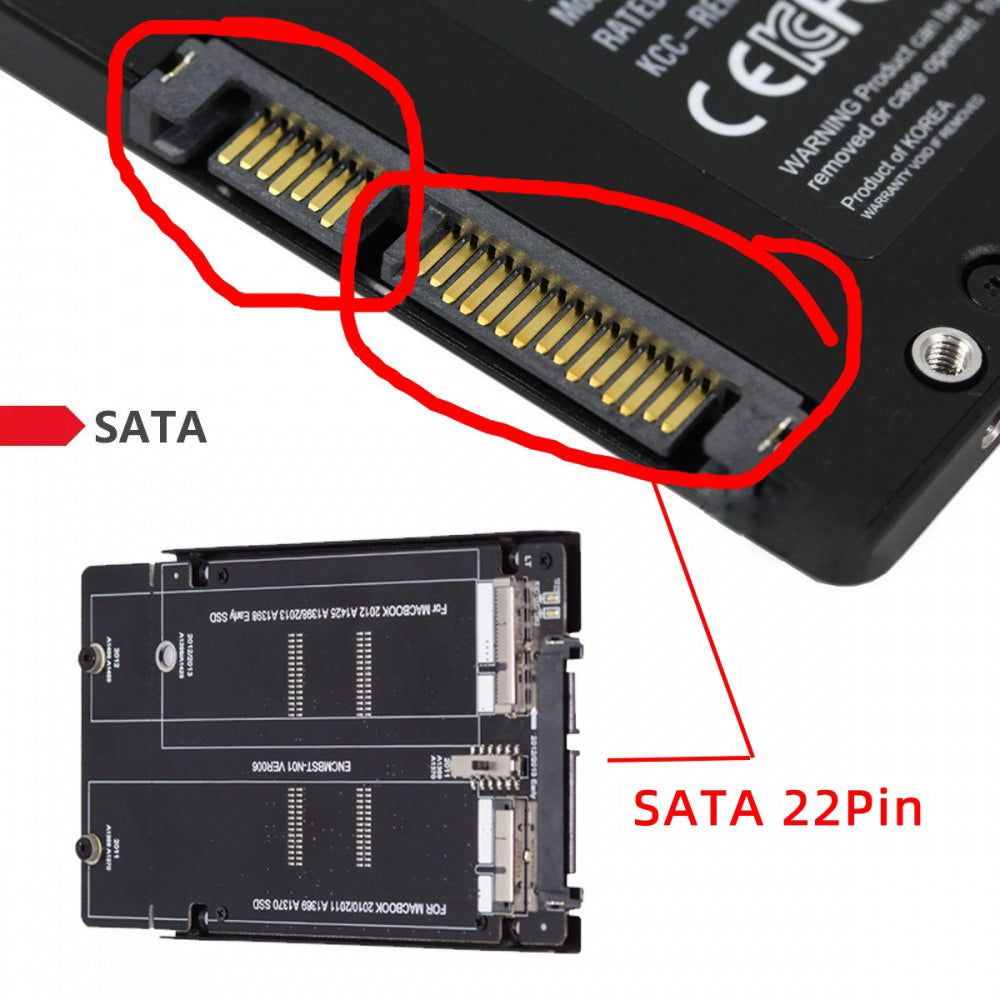 Chenyang 2.5inch SATA 22Pin to 2010 2011 2012 Mac Air Pro Retina SSD 12+6Pin 17+7Pin A1425 A1398 MC975 MC976 Case Enclosure SA-072