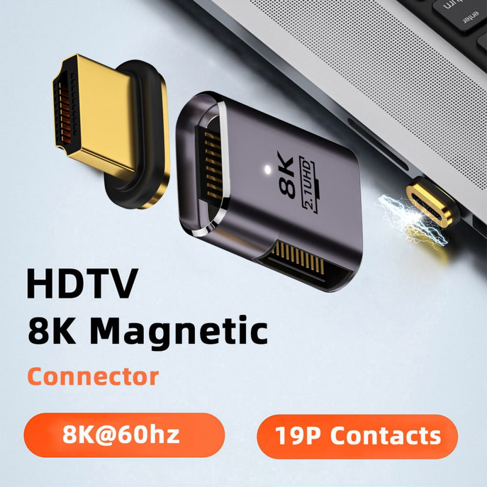 Chenyang 90 Degree Left Angled Magnetic 8K Type-A HDMI 2.1 Male to Female Straight Video Adapter for Laptop HDTV HD-042-LE