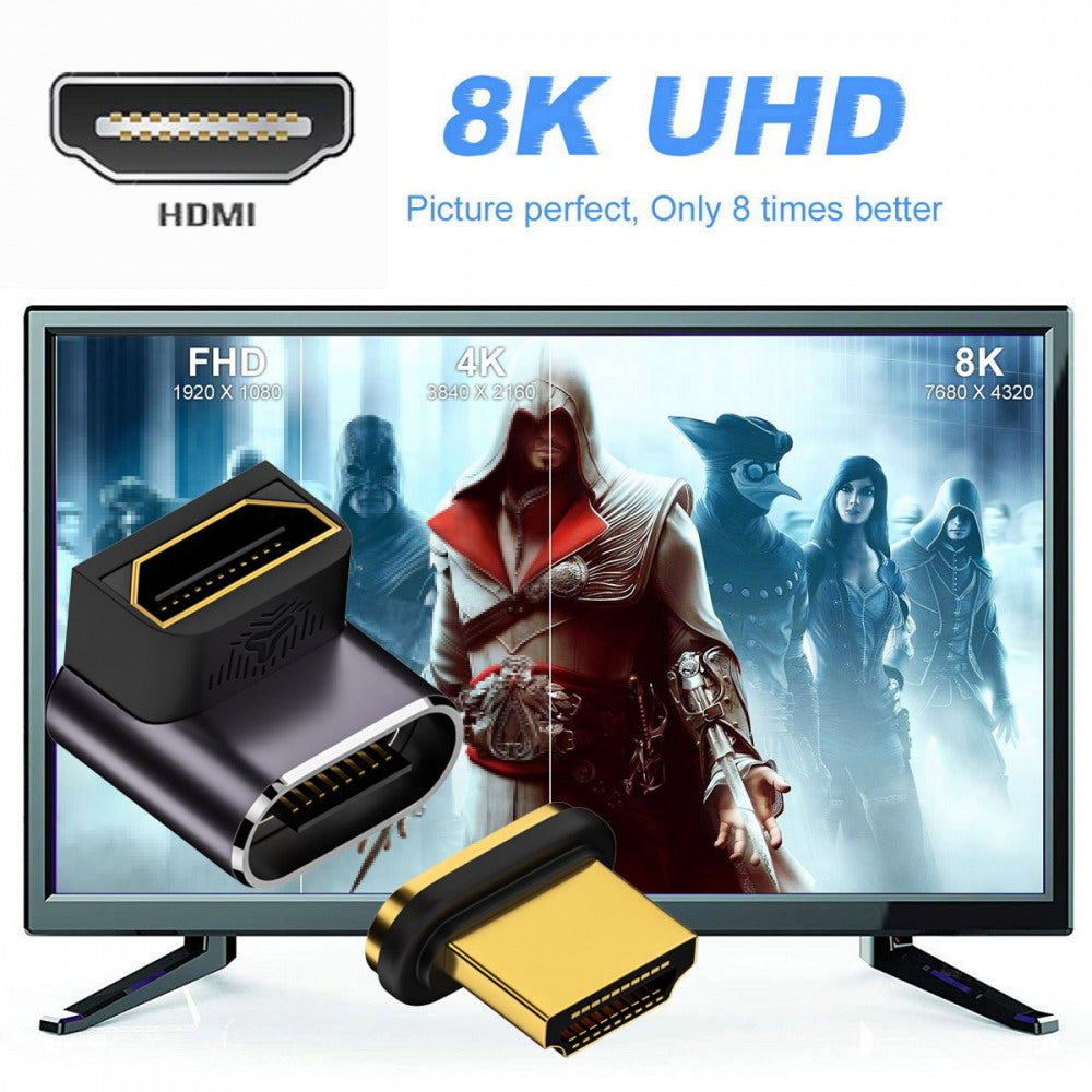 Chenyang 90 Degree Up Angled Magnetic 8K Type-A HDMI 2.1 Male to Female Straight Video Adapter for Laptop HDTV HD-042-UP