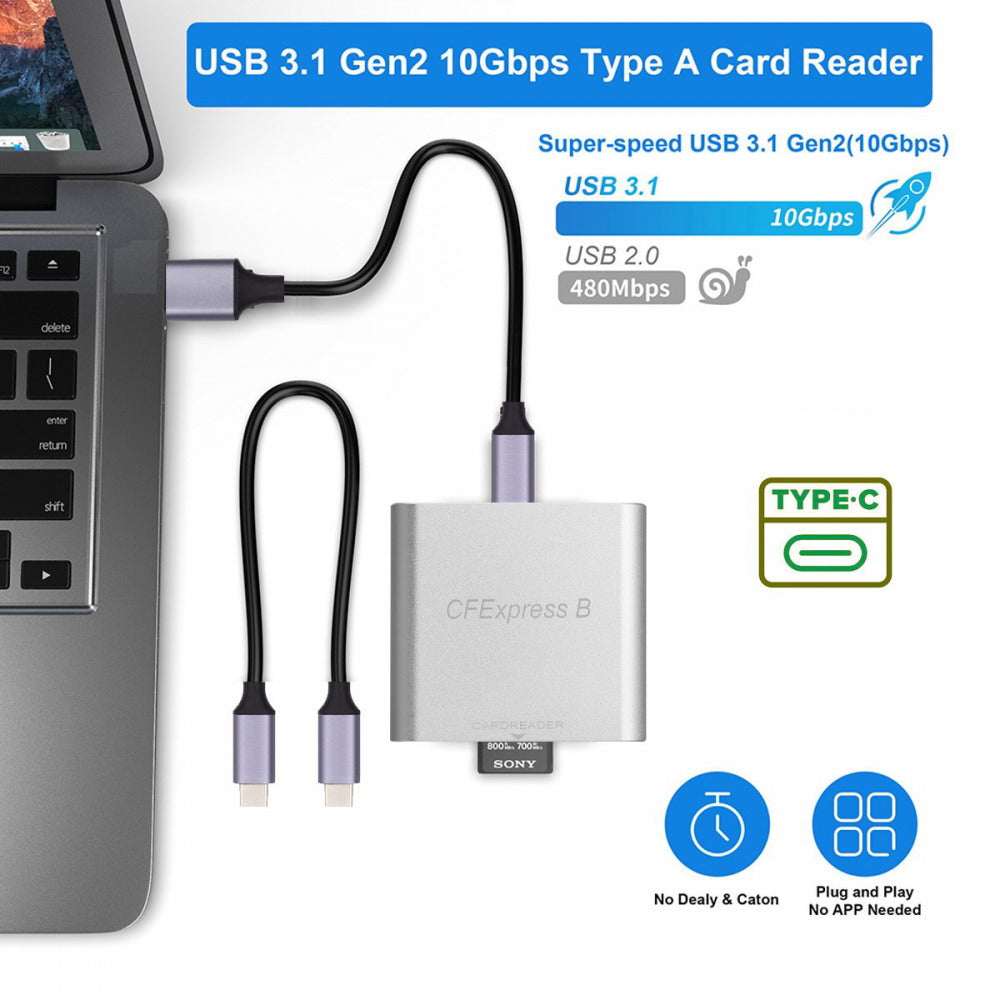 Chenyang USB3.1 Type-C USB3.0 Type-A to CF Express Extension Card Reader CFE Type-B Support R5 Z6 Z7 CFB Memory Card UC-152-CFE