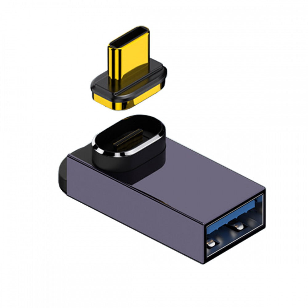 Chenyang Magnetic Connector 10Gbps Type C Male to USB3.0 Female 90 Degree Up Down Angled OTG Data Adapter for Laptop Phone UC-028-AFU