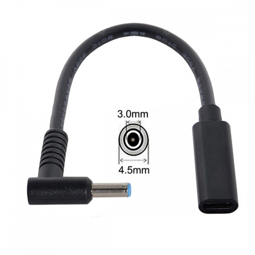 Chenyang Type C USB-C Female Input to DC 4.5*3.0mm Power PD Charge Cable fit for HP Laptop 18-20V UC-109-4530HP