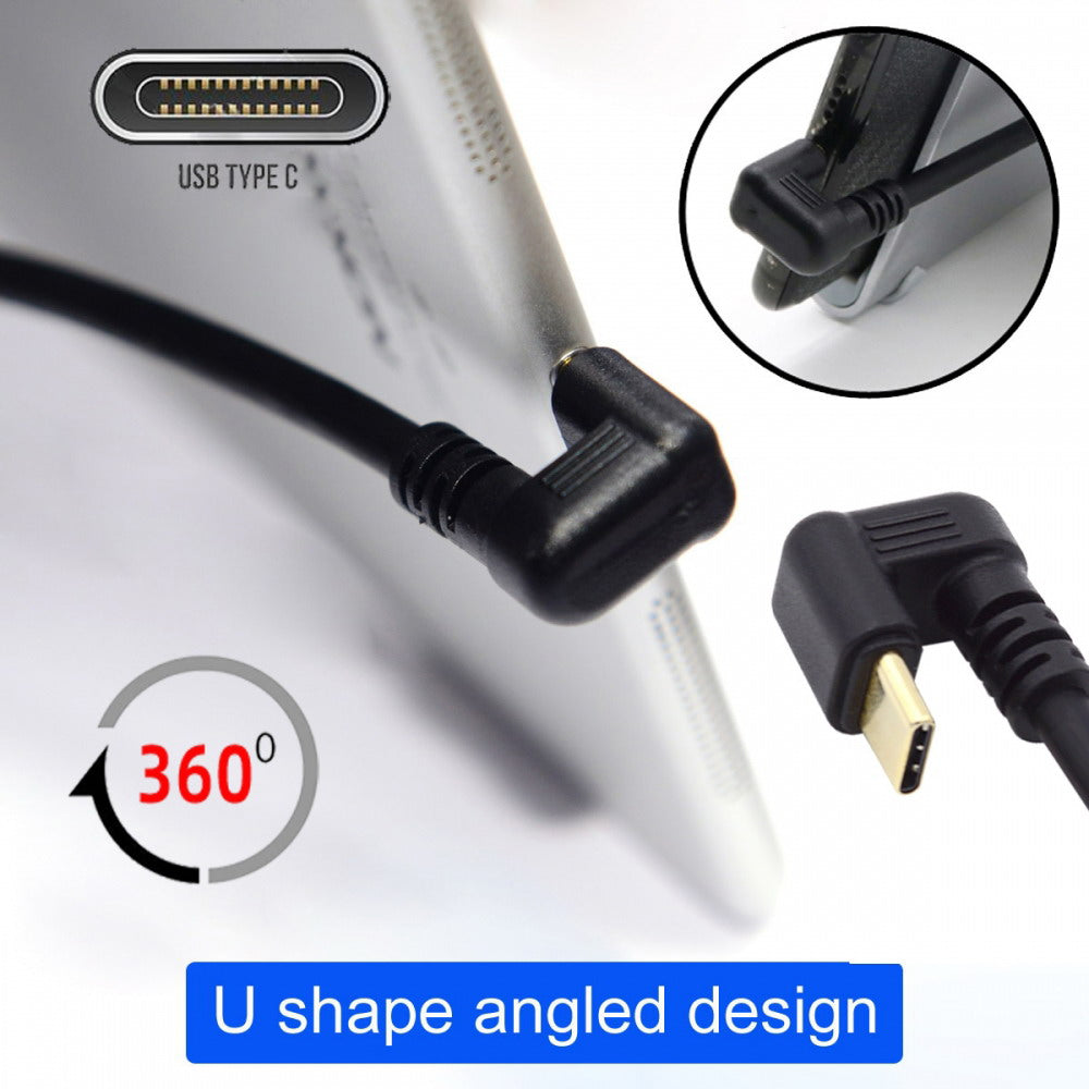 Chenyang USB2.0 Type-A to Type C USB-C Male to Male Power Data Cable 480Mbps USB-C Opposite U Shape Back Angled UC-023-OS