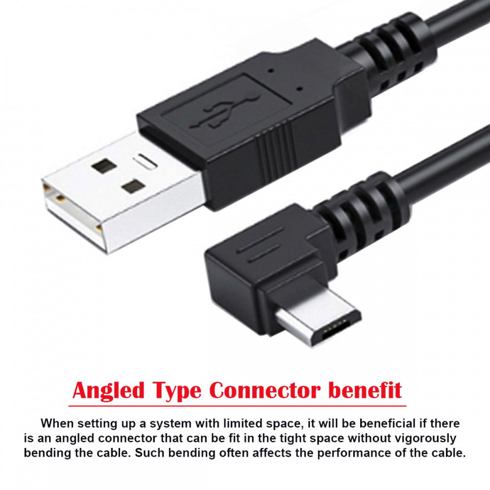 Chenyang Right Angled 90 Degree Micro USB 5Pin to USB 2.0 Data Charge Cable for Phone Tablet U2-089-RI