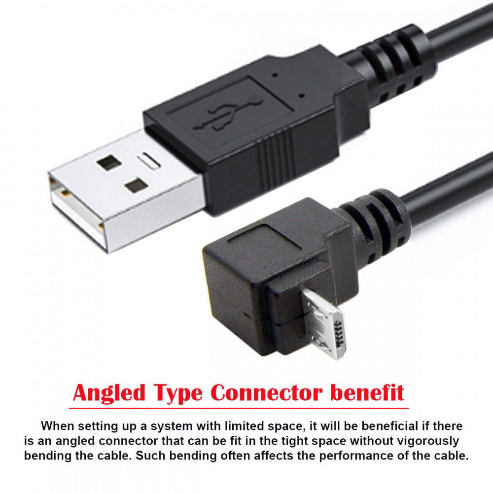 Chenyang Down Angled 90 Degree Micro USB to USB Data Charge Cable for i9500 9300 N7100 U2-089-DN