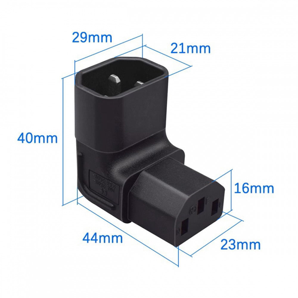 Chenyang IEC Male C14 to Down Right Angled 90 Degree IEC Female C13 Power Extension Adapter AC Converter PW-031-DN