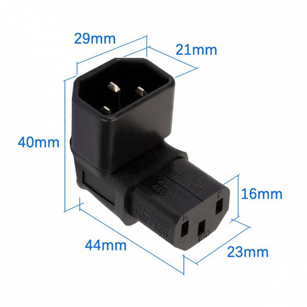 Chenyang IEC Male C14 to Up Direction Right Angled 90 Degree IEC Female C13 Power Extension Adapter AC Convertor PW-031-UP