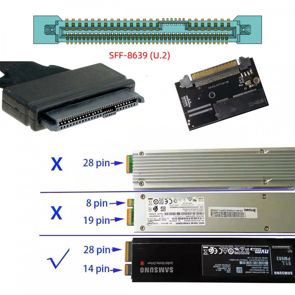 Chenyang U.2 SFF-8639 Host Adapter to NVMe Ruler 1U GEN-Z EDSFF 2C 8X Short SSD PM983 E1.L Carrier Adapter SF-072-2C