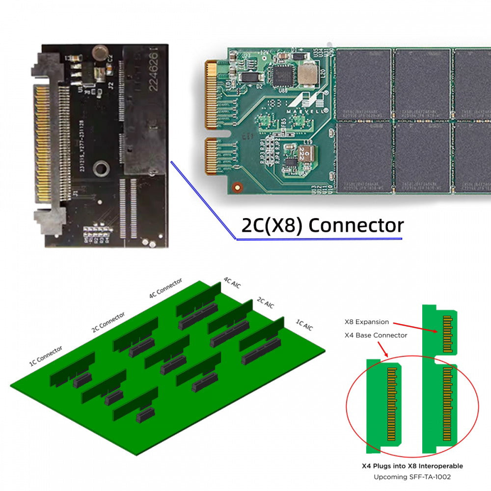 Chenyang U.2 SFF-8639 Host Adapter to NVMe Ruler 1U GEN-Z EDSFF 2C 8X Short SSD PM983 E1.L Carrier Adapter SF-072-2C