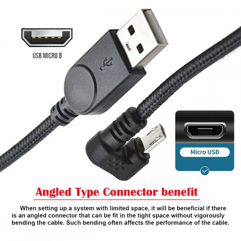 Chenyang USB2.0 Type-A to Micro USB 5Pin Male to Male Power Data Cable 480Mbps Micro Opposite U Shape Back Angled U2-089-OS