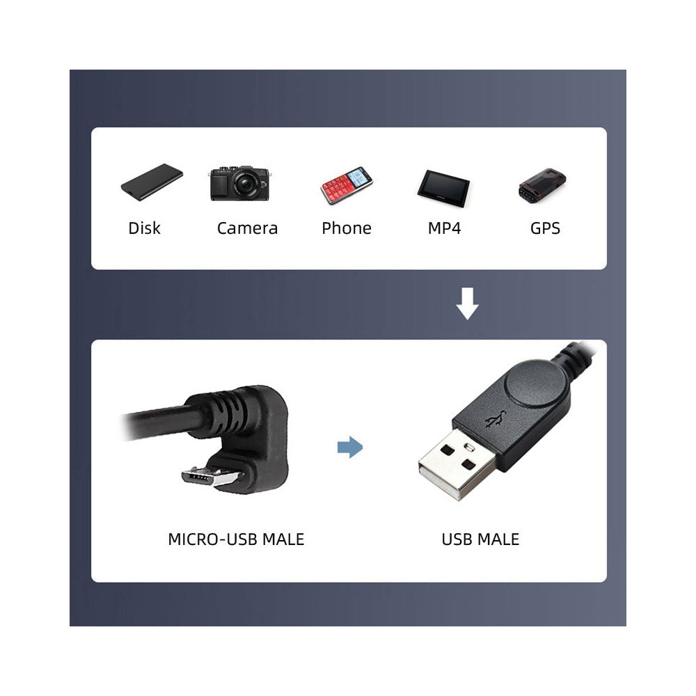 Chenyang USB2.0 Type-A to Micro USB 5Pin Male to Male Power Data Cable 480Mbps Micro Opposite U Shape Back Angled U2-089-OS