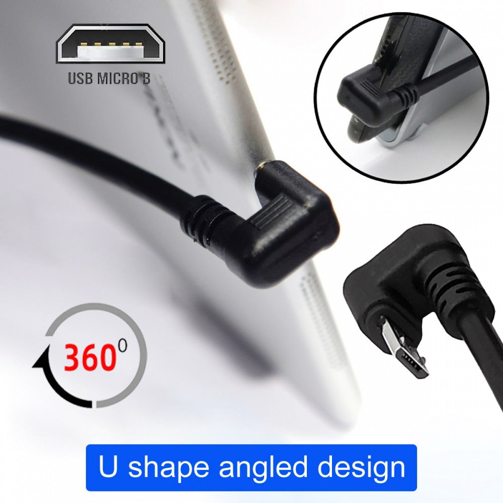 Chenyang USB2.0 Type-A to Micro USB 5Pin Male to Male Power Data Cable 480Mbps Micro Opposite U Shape Back Angled U2-089-OS