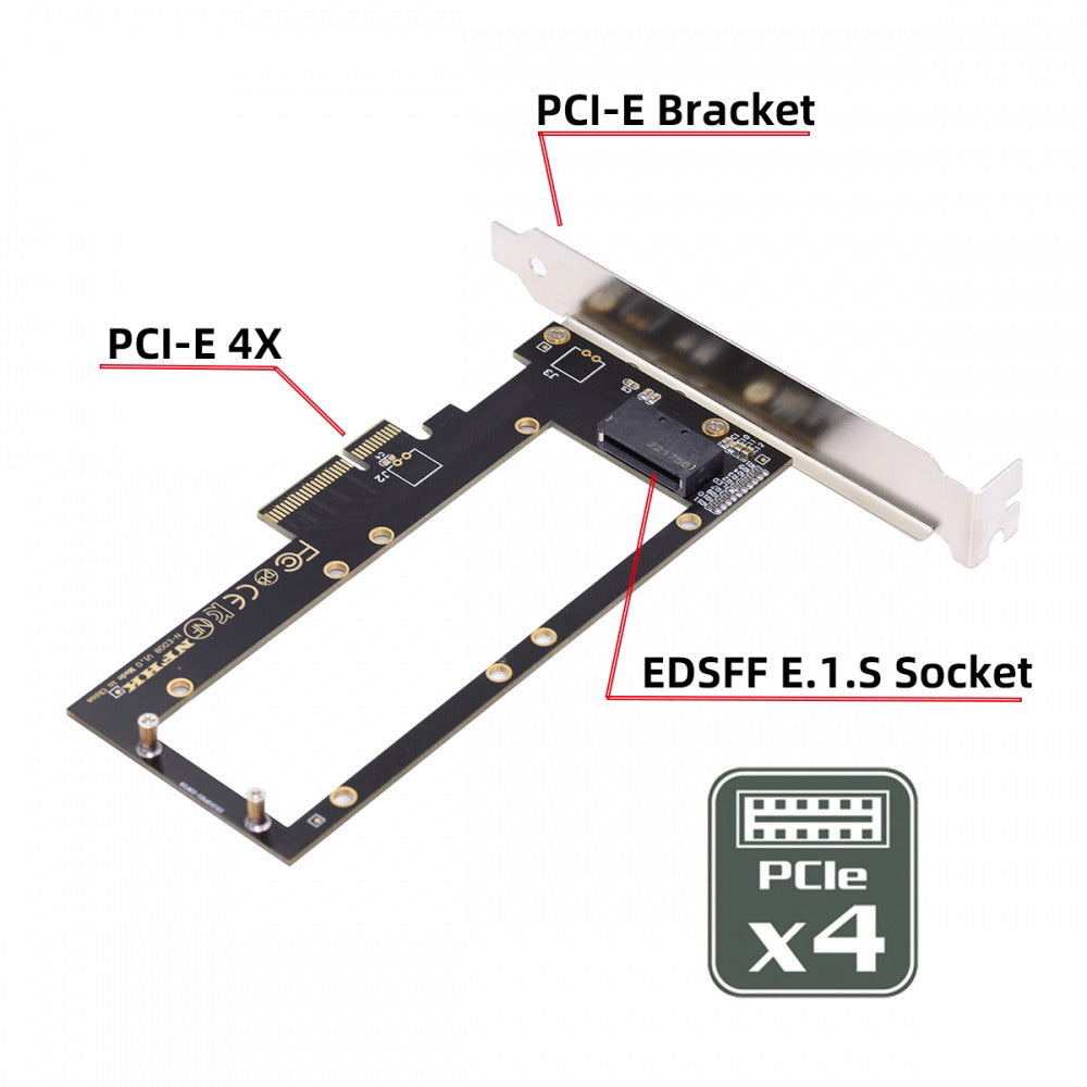 Chenyang PCI-E 4.0 4X Host Adapter to NVMe Ruler 1U GEN-Z EDSFF 9.5mm 15mm 25mm Thickness Short SSD E1.S with Heat Sink PM9A3 PM9D3 P5801X Carrier Adapter SF-036-PM