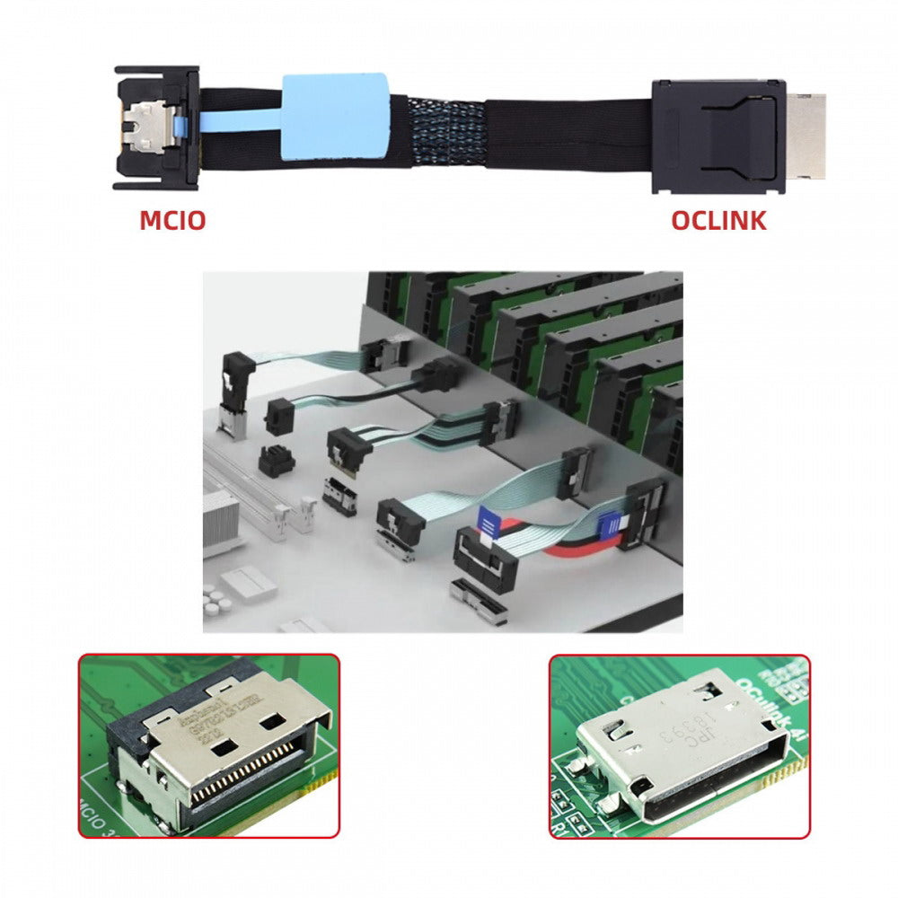 Chenyang PCI-E 5.0 Mini Cool Edge IO MCIO PCI-E 4i 38Pin Male to SFF-8611 Oculink 4X Extender Cable 50cm SF-077