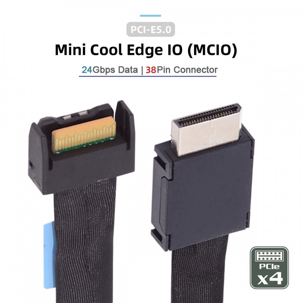 Chenyang PCI-E 5.0 Mini Cool Edge IO MCIO PCI-E 4i 38Pin Male to SFF-8611 Oculink 4X Extender Cable 50cm SF-077