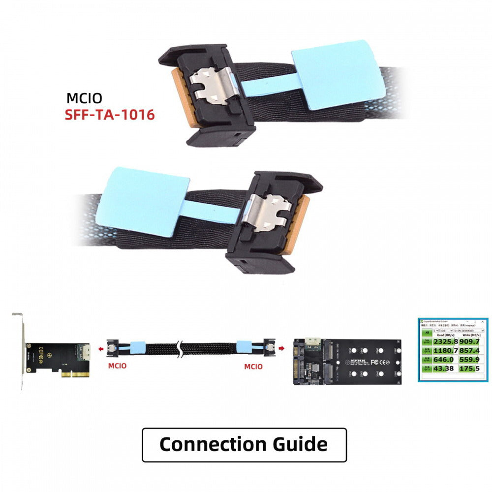 Chenyang PCI-E 5.0 Mini Cool Edge IO MCIO PCI-E 4i 38Pin Male to MCIO 4i SFF-TA-1016 Extender Cable 50cm SF-079