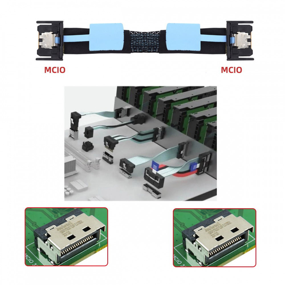 Chenyang PCI-E 5.0 Mini Cool Edge IO MCIO PCI-E 4i 38Pin Male to MCIO 4i SFF-TA-1016 Extender Cable 50cm SF-079