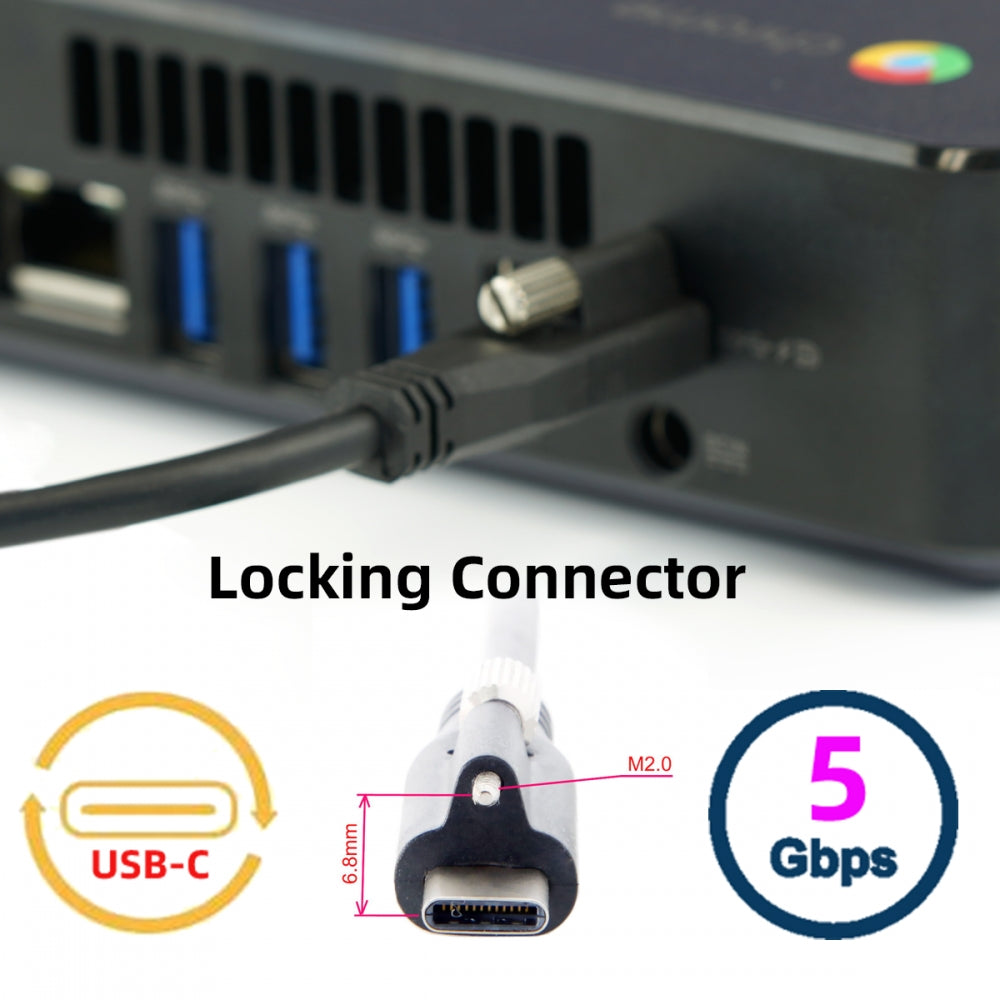 Chenyang USB 3.1 Type-C Locking to Locking USB-C Data Power Cable for Camera With Single Panel Mount Screw Connector UC-047-1.2M