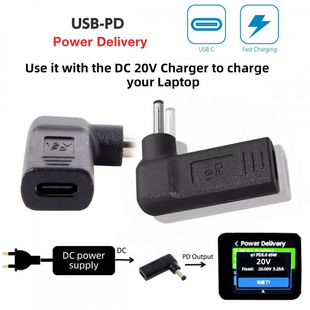 Chenyang USB 3.1 Type C USB-C to DC 4.5*3.0mm HP Adapter PD Emulator Trigger 90 Degree Angled UC-112-4530HP