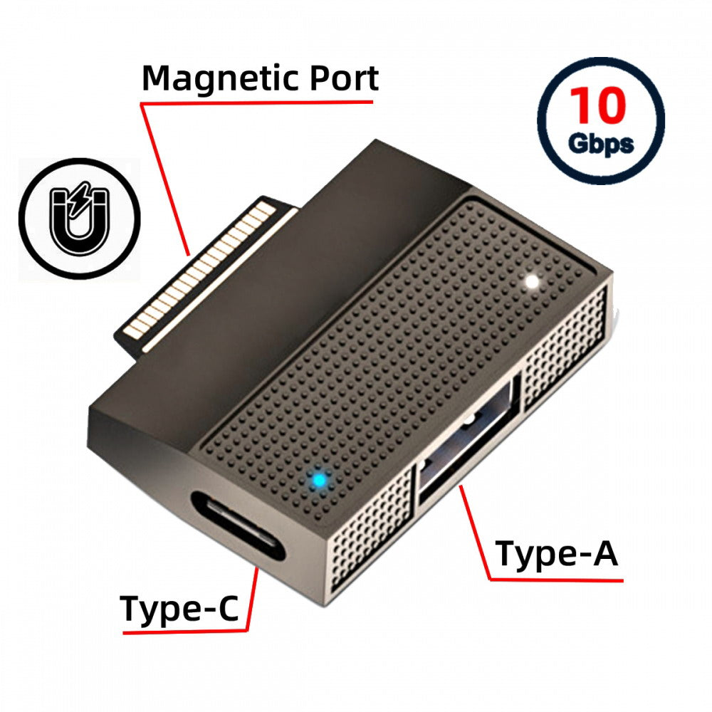 Chenyang Magnetic to USB3.1 Type-A & 15V Type-C USB-C Data Charge Adapter SF532 for Surface Pro9 Pro8 Pro7 Pro6 Pro X Go Book UC-156-SF532