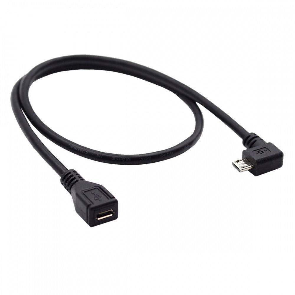 Chenyang Micro USB 2.0 90 Degree Right Angled Male to Female Tablet Phone Extension Cable 50cm U2-096-RI