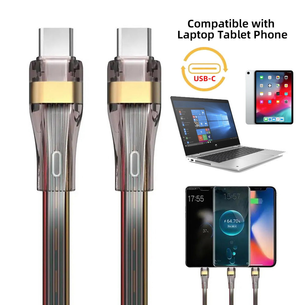 Chenyang USB-C Type C to USB-C Ultra Slim Flat Power USB2.0 Data Cable 65W Fast Charge for Laptop Tablet Phone UC-003-FL