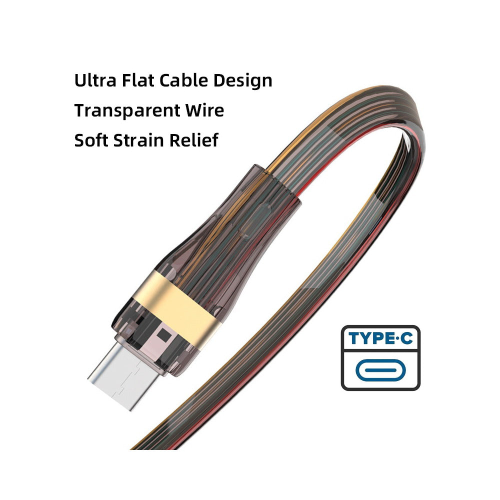 Chenyang USB-C Type C to USB-C Ultra Slim Flat Power USB2.0 Data Cable 65W Fast Charge for Laptop Tablet Phone UC-003-FL