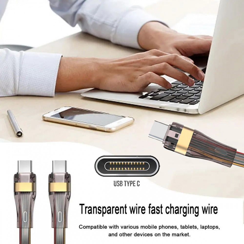 Chenyang USB-C Type C to USB-C Ultra Slim Flat Power USB2.0 Data Cable 65W Fast Charge for Laptop Tablet Phone UC-003-FL