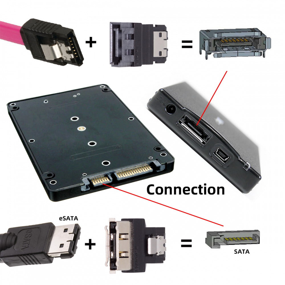 Chenyang 2pcs/lot SATA 7Pin Male to ESATA Female & External ESATA to SATA Adapter Extender for SSD Disk SA-082