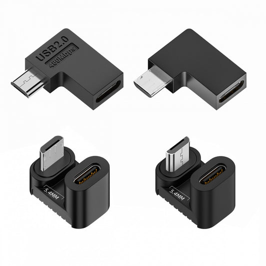 Chenyang 4pcs/lot USB-C USB2.0 Type C Female to Micro USB Male Power Data Adapter 90/360 Degree Angled Type UC-102