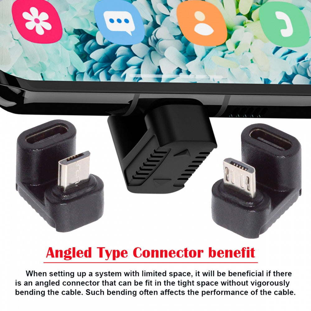 Chenyang 4pcs/lot USB-C USB2.0 Type C Female to Micro USB Male Power Data Adapter 90/360 Degree Angled Type UC-102