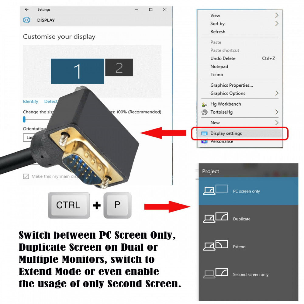 Chenyang 90 Degree Down Angled VGA RGB Male to Straight Male Extension Cable 3COAX+6C for Monitor Projector Computer DB-007-DN