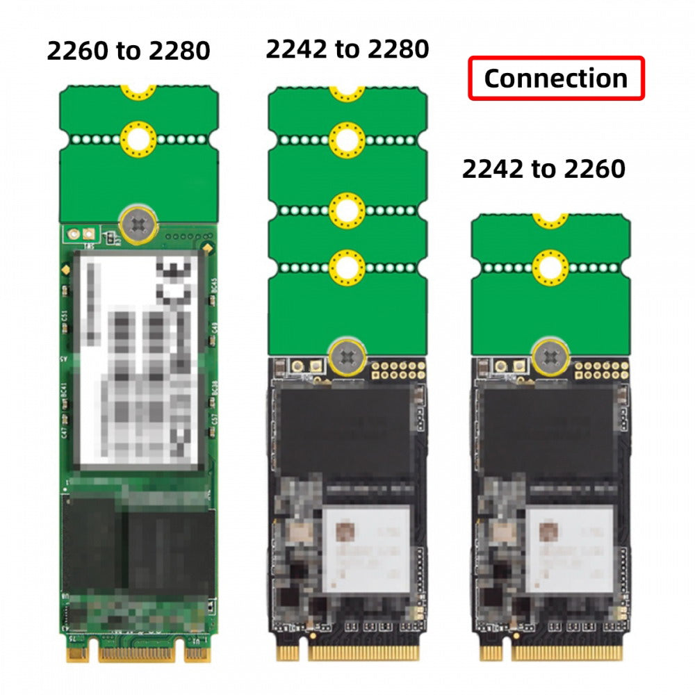 Chenyang 2pcs/lot M2 NGFF NVME M.2 Extended Adapter Card Transfer 2230 2242 2260 2280 Change to Long Size SSD EP-031