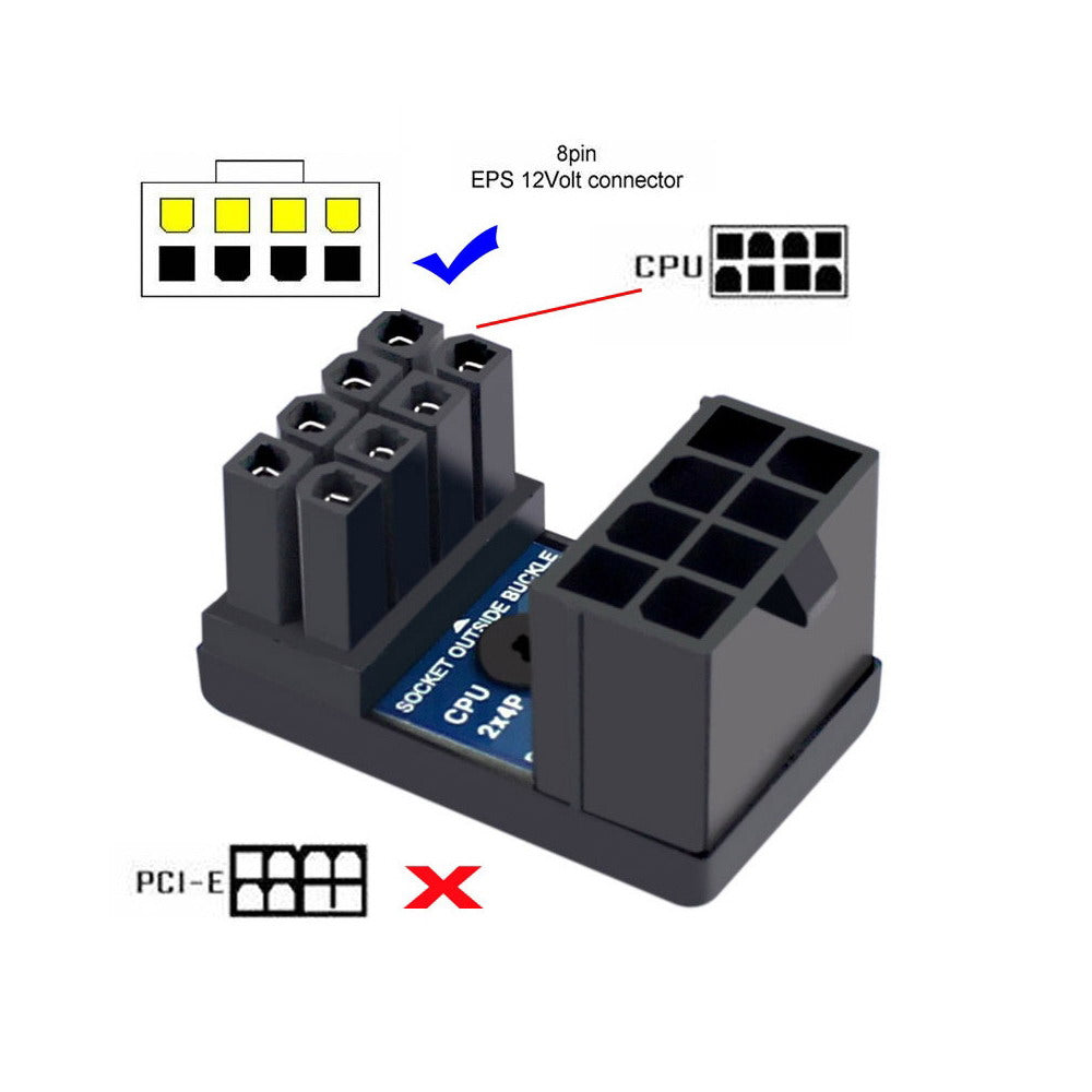 Chenyang 2pcs/lot ATX 8P EPS Male to Female 360 Degree Up Down Angled Power Header Adapter for CPU 12V PW-053