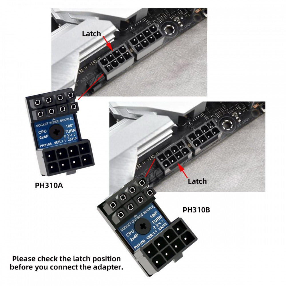 Chenyang 2pcs/lot ATX 8P EPS Male to Female 360 Degree Up Down Angled Power Header Adapter for CPU 12V PW-053