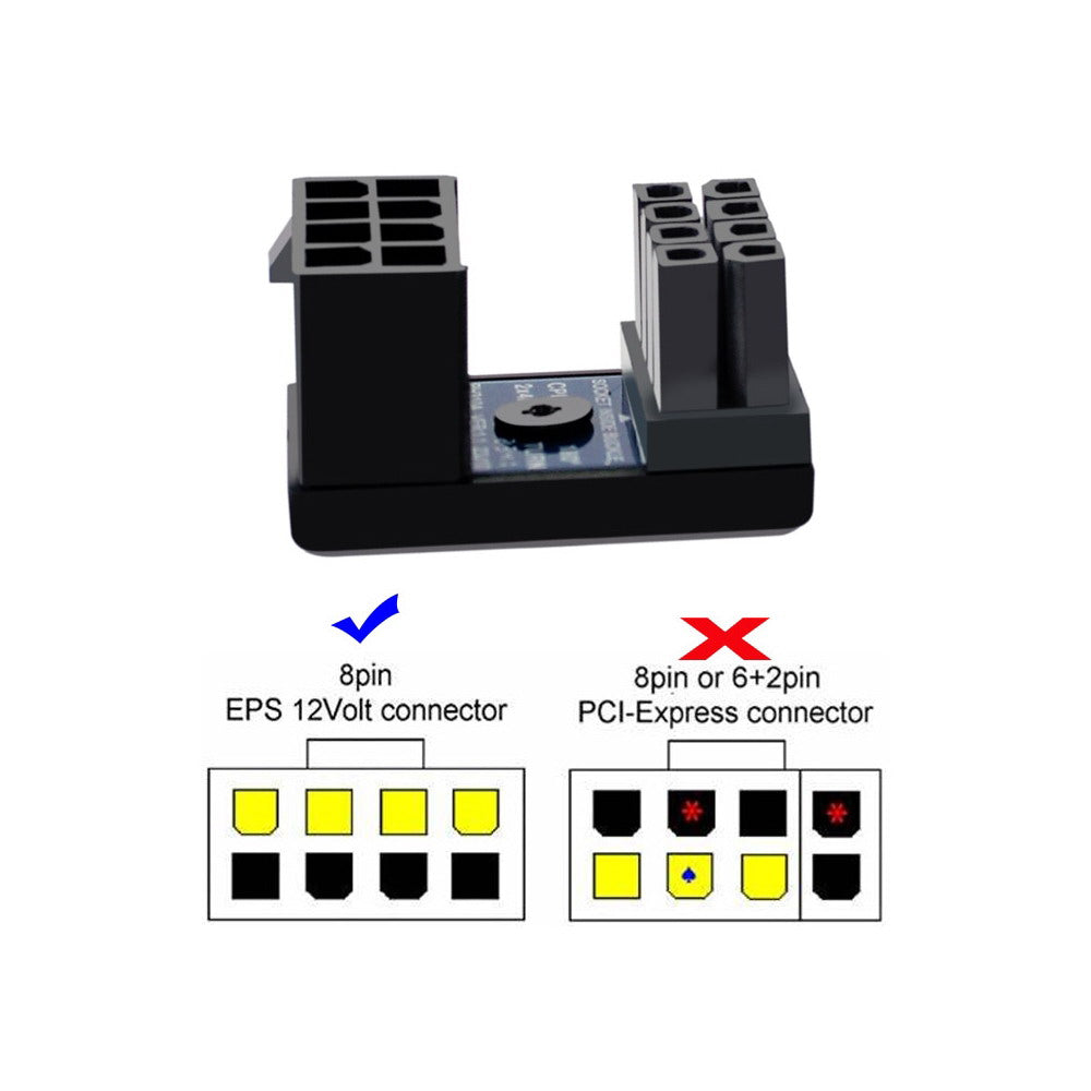 Chenyang 2pcs/lot ATX 8P EPS Male to Female 360 Degree Up Down Angled Power Header Adapter for CPU 12V PW-053