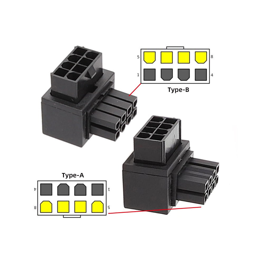 Chenyang 2pcs/lot ATX 8P EPS Male to Female 90 Degree Up Down Angled Power Header Adapter for CPU 12V PW-054