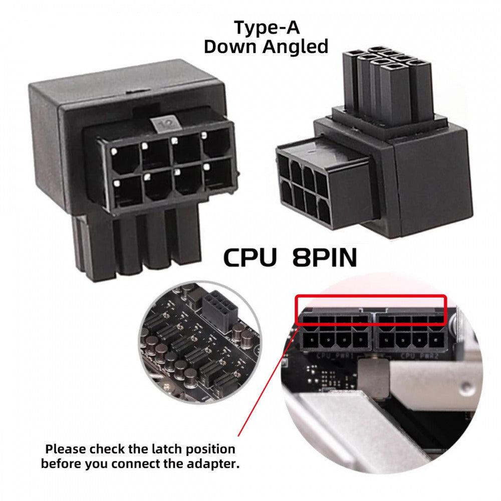 Chenyang 2pcs/lot ATX 8P EPS Male to Female 90 Degree Up Down Angled Power Header Adapter for CPU 12V PW-054