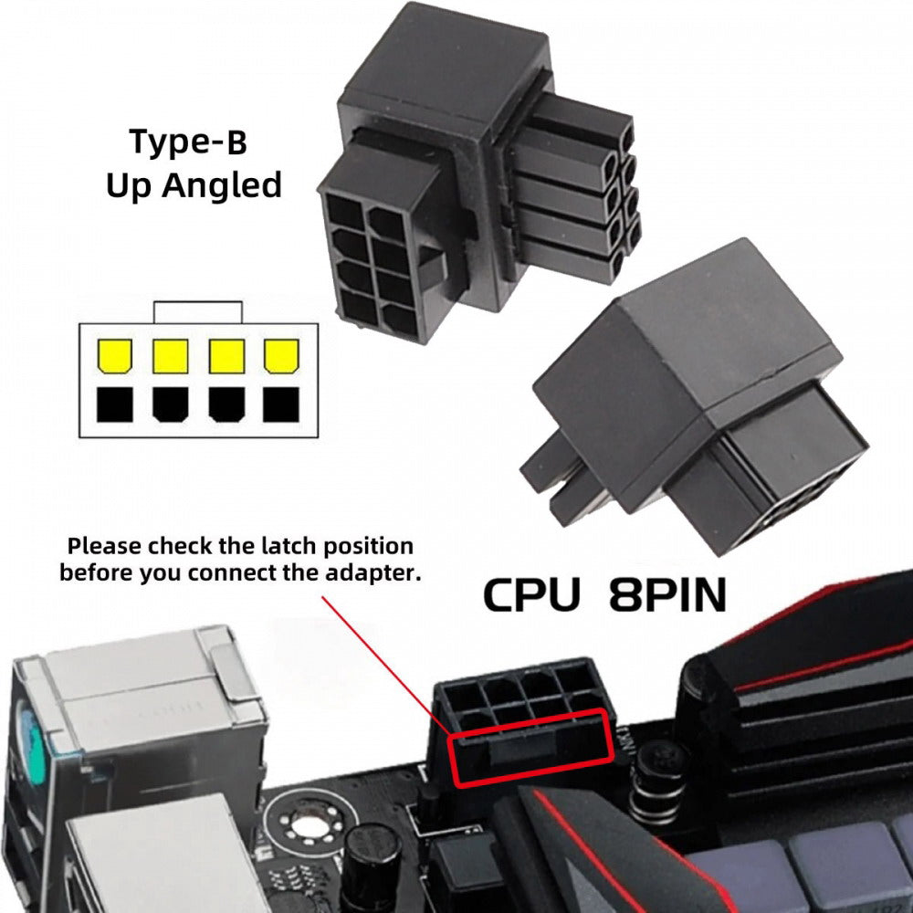 Chenyang 2pcs/lot ATX 8P EPS Male to Female 90 Degree Up Down Angled Power Header Adapter for CPU 12V PW-054