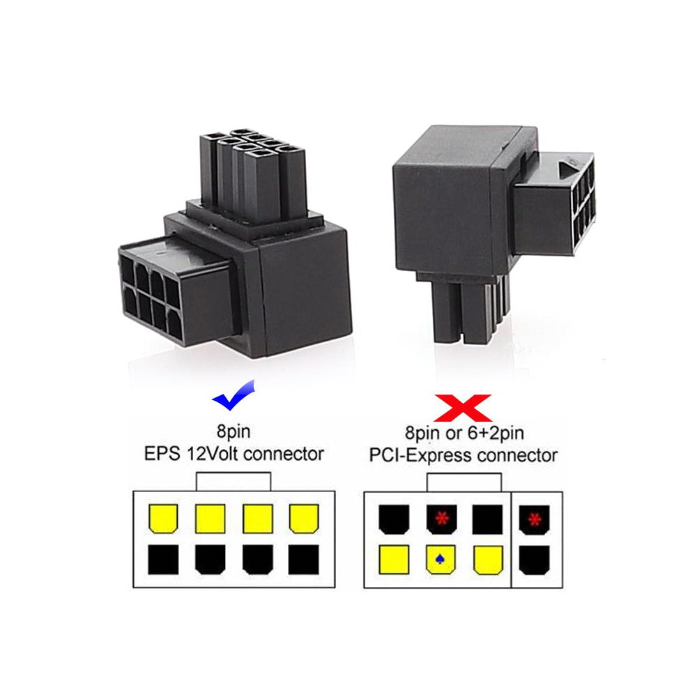 Chenyang 2pcs/lot ATX 8P EPS Male to Female 90 Degree Up Down Angled Power Header Adapter for CPU 12V PW-054