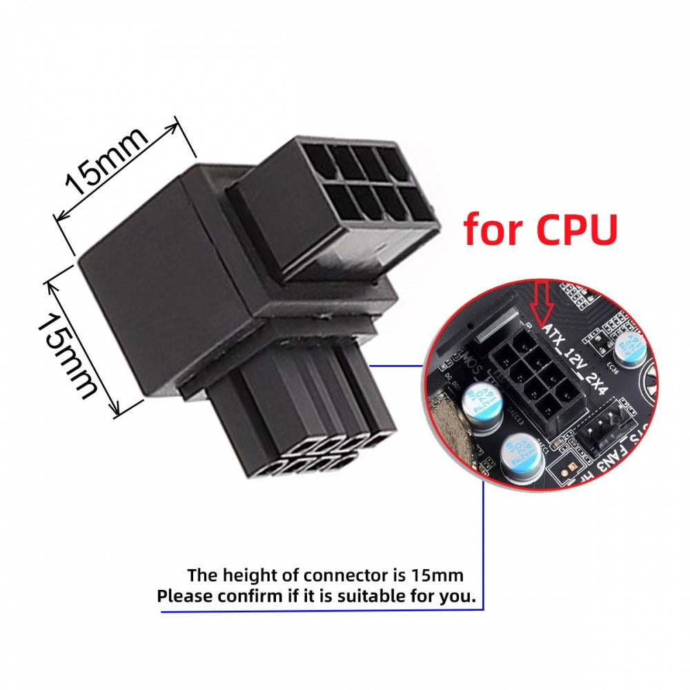 Chenyang 2pcs/lot ATX 8P EPS Male to Female 90 Degree Up Down Angled Power Header Adapter for CPU 12V PW-054