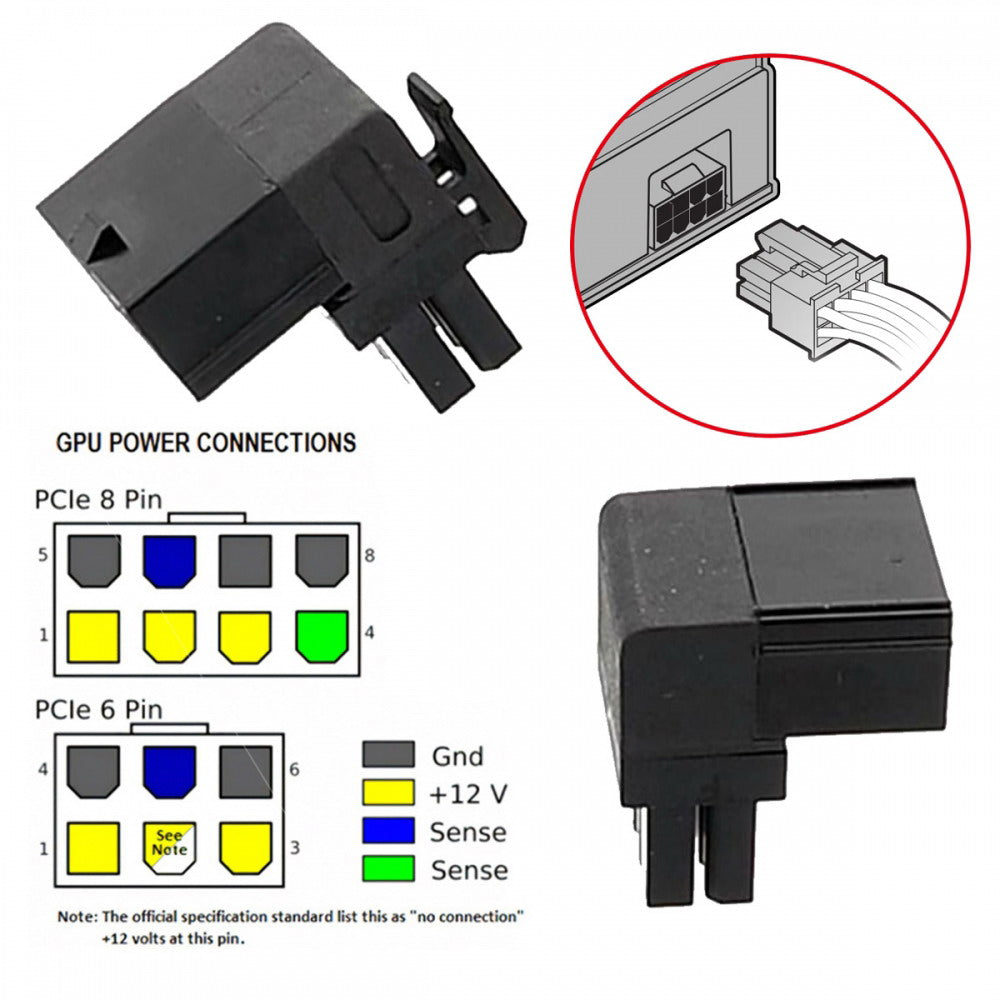 Chenyang 2pcs/lot ATX 8P Male to Female 90 Degree Up Down Angled Power Header Adapter for GPU Graphics Card PW-027