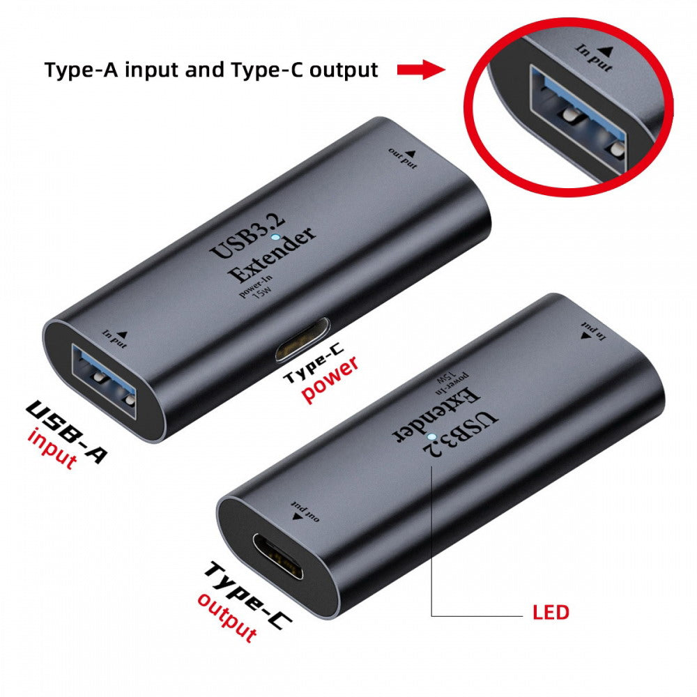 Chenyang USB 3.0 Active Repeater Adapter Type-A Female Host to Type-C Female Device Extender with Chipset for Camera Printer Computer U3-010-AFCF