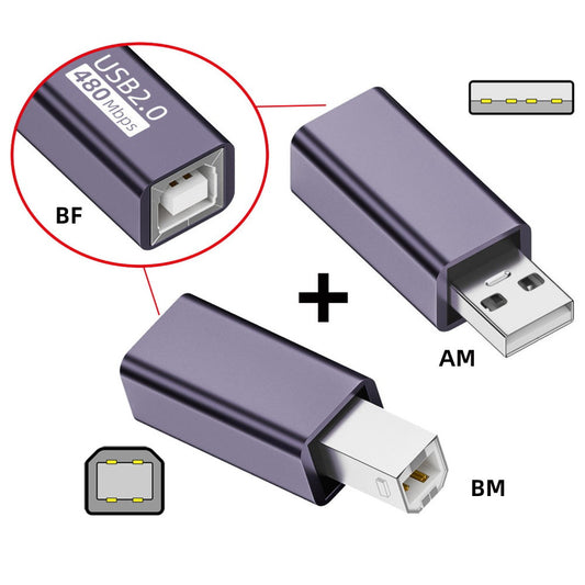 Chenyang 2pcs/lot USB 2.0 B Type Female to Type-A & Type-B Male Extension Adapter for Printer Scanner Disk U2-010-AB