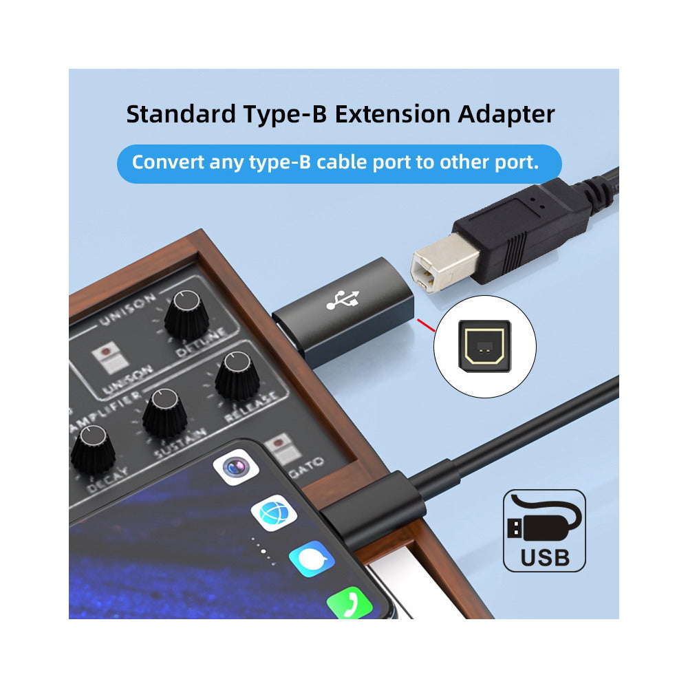 Chenyang 2pcs/lot USB 2.0 B Type Female to Type-C Male Angled & Straight Extension Adapter for Printer Phone Disk U2-010-CM