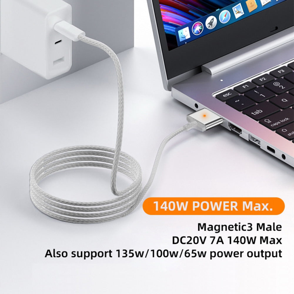 Chenyang Type C USB-C Input to Magnetic 3 Output Power 96W 100W 140W 65W PD Charge Cable for M2 M3 Mac Air Pro Blue UC-065-M2M3