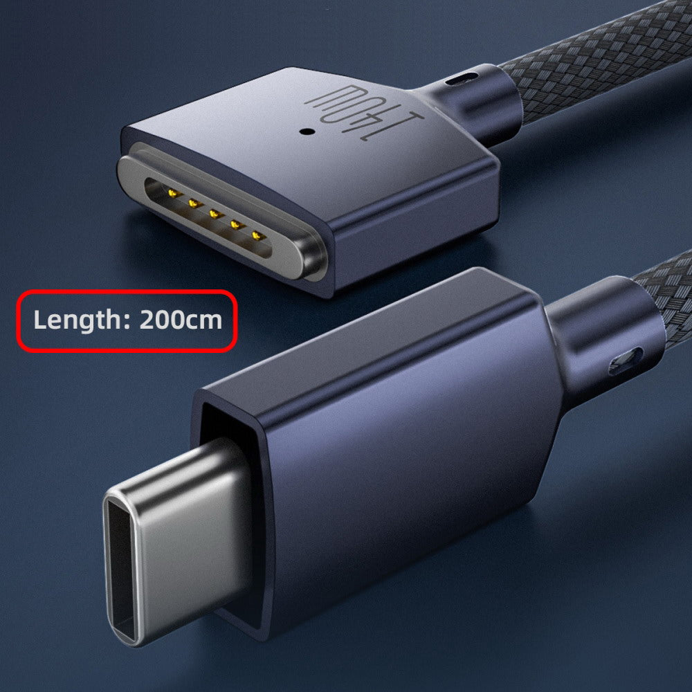 Chenyang Type C USB-C Input to Magnetic 3 Output Power 96W 100W 140W 65W PD Charge Cable for M2 M3 Mac Air Pro Blue UC-065-M2M3