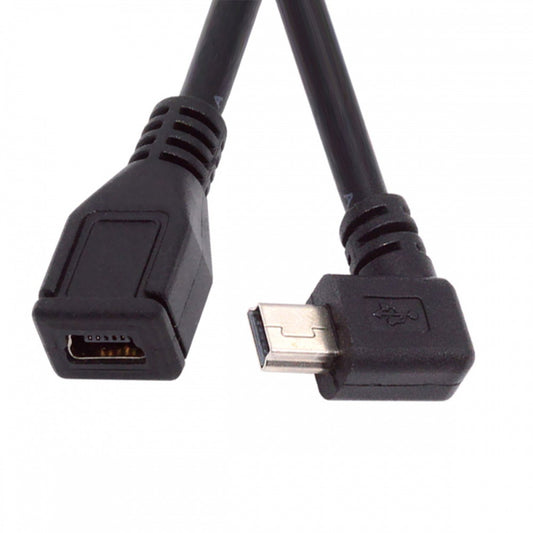 Chenyang 90 Degree Left Angled Mini USB 5Pin Male to Female Extension Cable 30cm for GPS Camera U2-049-LE