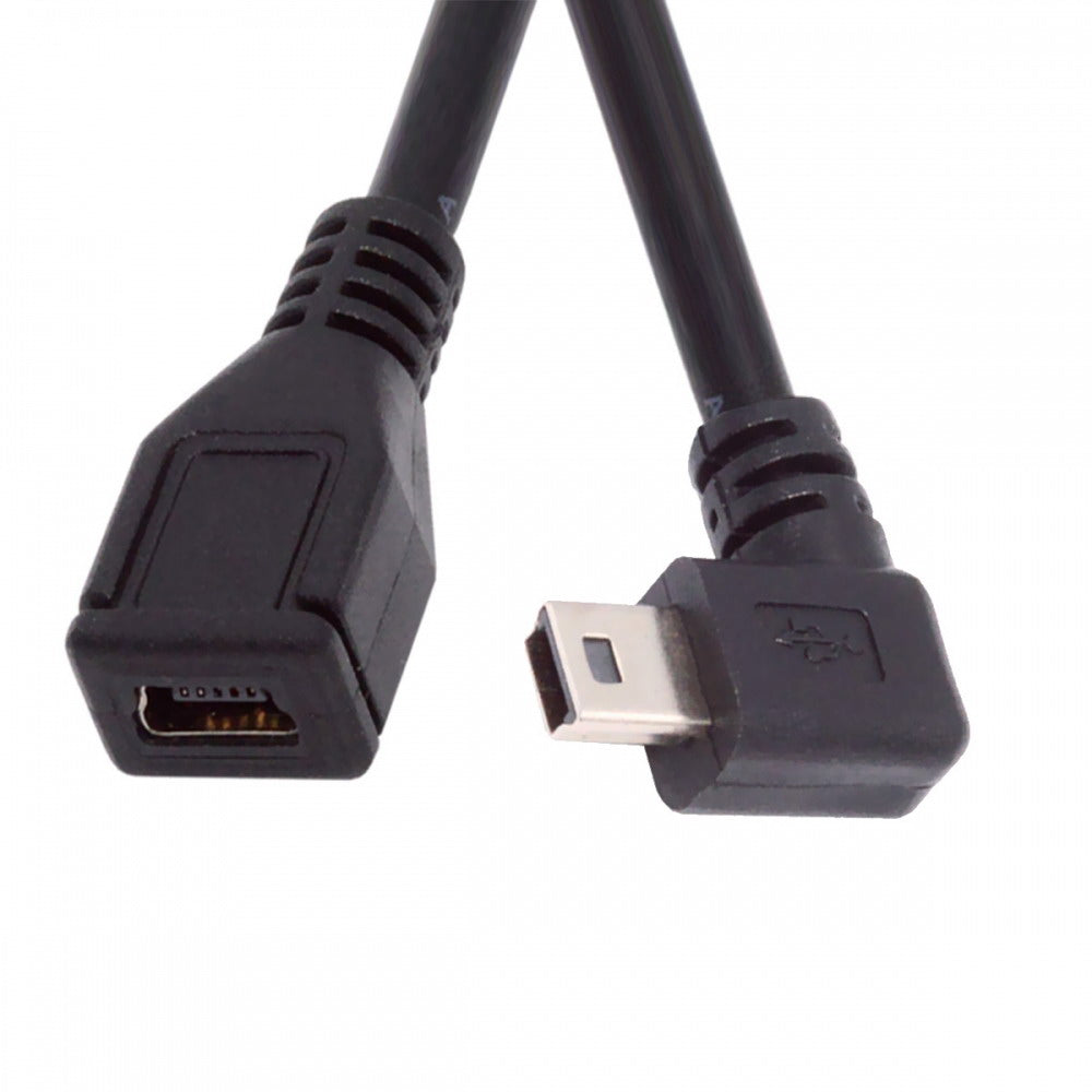 Chenyang 90 Degree Right Angled Mini USB 5Pin Male to Female Extension Cable 30cm for GPS Camera U2-049-RI