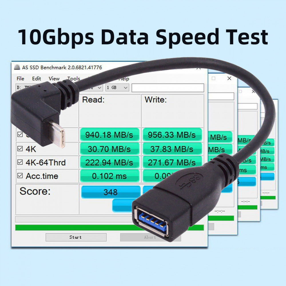 Chenyang USB-C USB 3.1 Type-C Male to USB 3.0-A Female 10Gbps OTG Data Power Cable Up Down Angled UC-200-UP